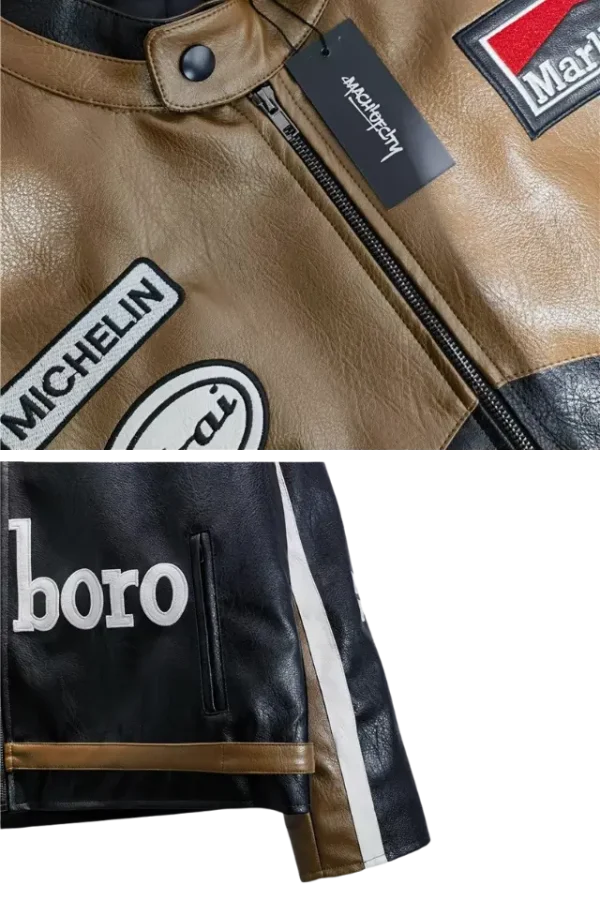 Marlboro Lederjacke Racing Braun details