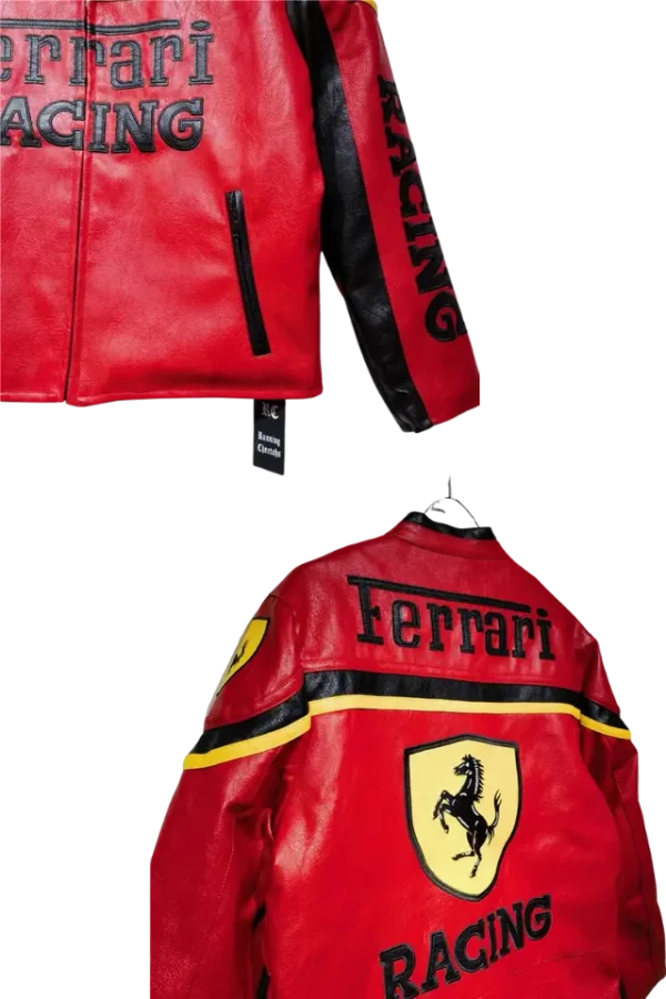 Ferrari Lederjacke in rot im detail