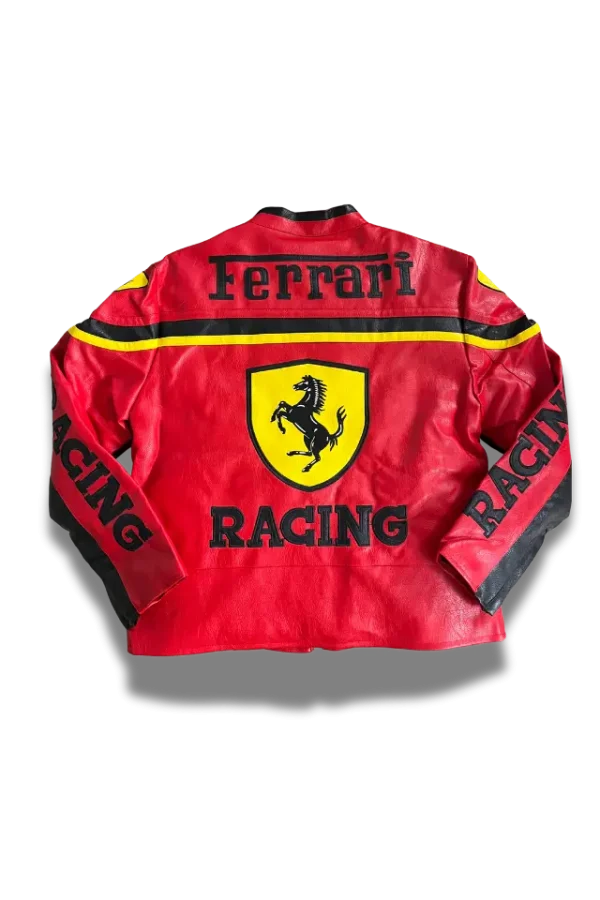 Ferrari Lederjacke in rot von hinten neu