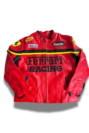 Ferrari Lederjacke in rot von vorne neu