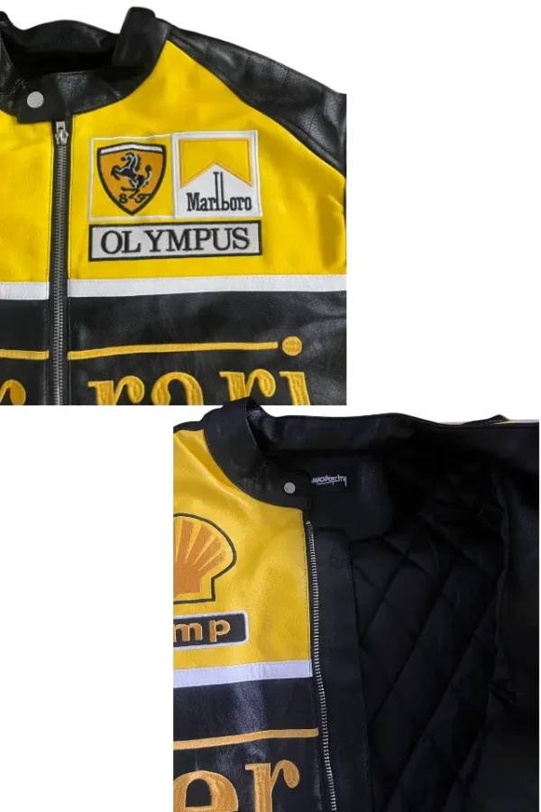 Ferrari Marlboro lederjacke in gelb im detail