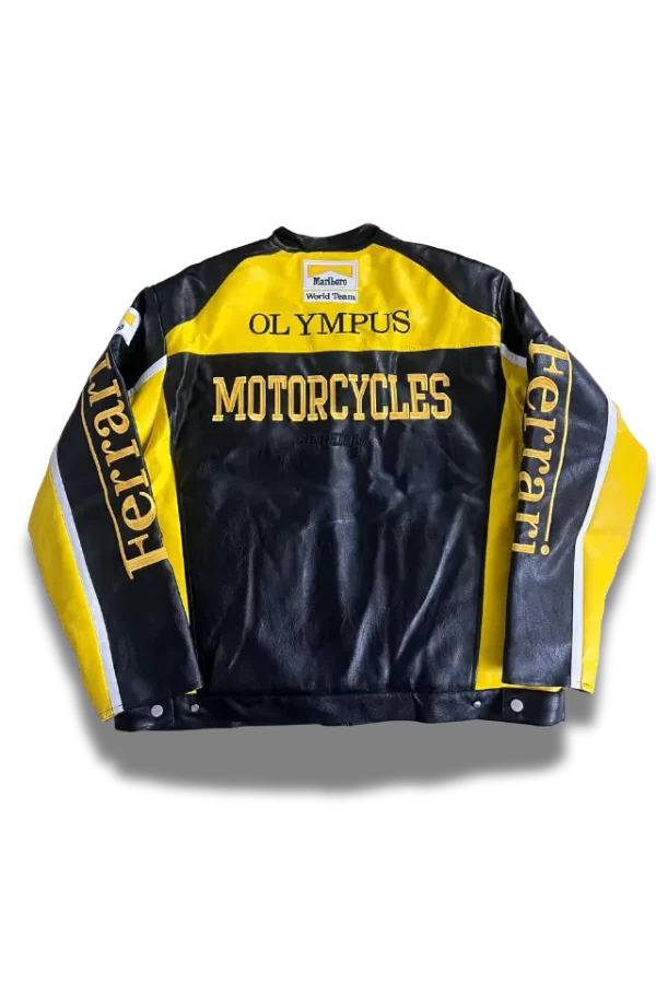 Ferrari Marlboro lederjacke in gelb von hinten neu