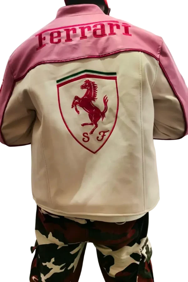 Lady Pink Ferrari Jacke Lederjacke von hinten