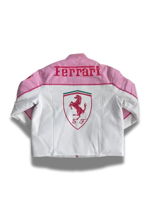 Lady Pink Lederjacke von Ferrari von hinten neu webp